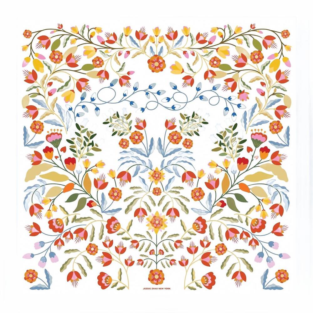 NEW JESSIE ZHAO women's porcelain jardin double sided silk scarf in multi